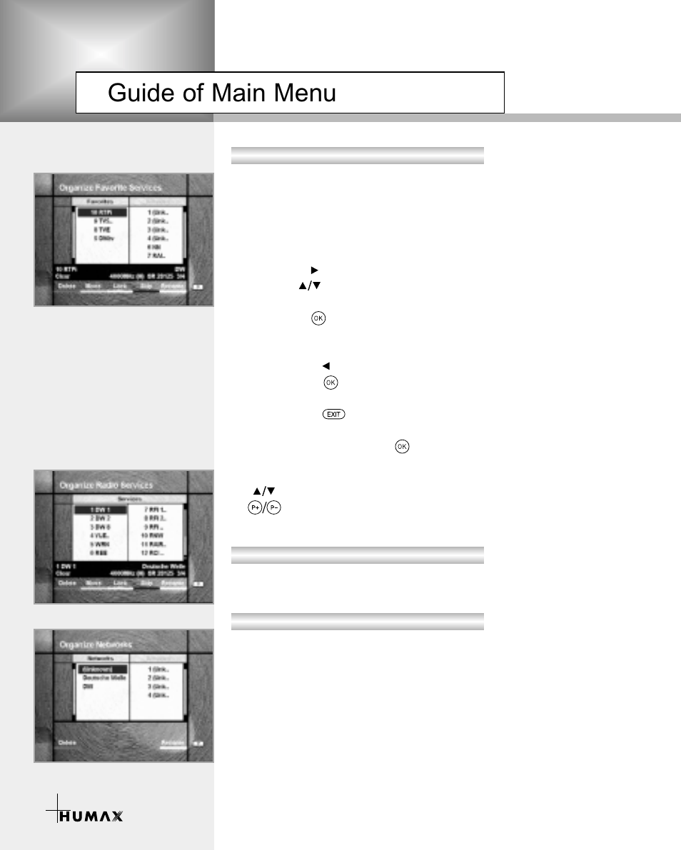 Guide of main menu | Humax VA-3210 User Manual | Page 26 / 38