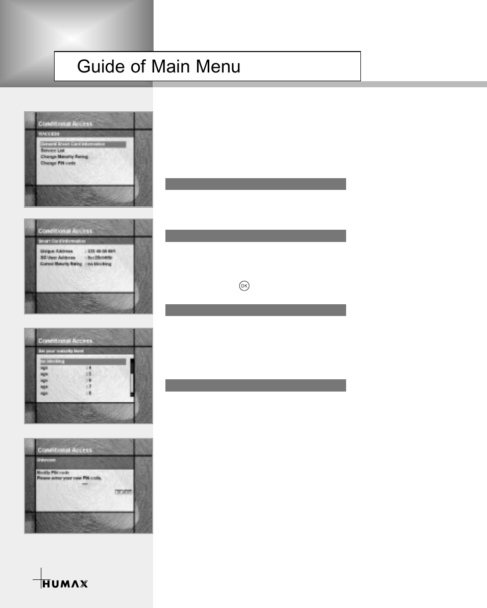Guide of main menu | Humax VA-3210 User Manual | Page 30 / 38
