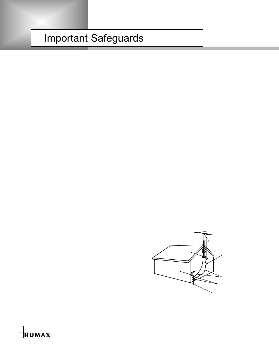 Important safeguards | Humax VA-3210 User Manual | Page 4 / 38