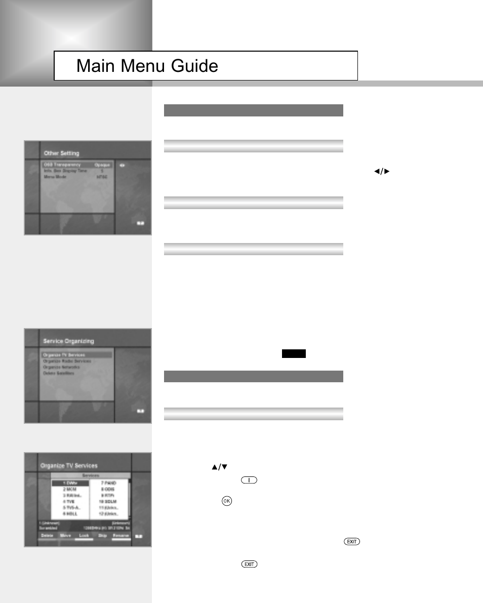 Main menu guide | Humax NA-3712 User Manual | Page 27 / 49