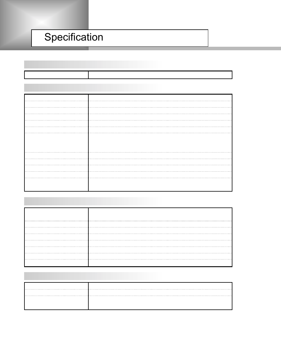 Specification | Humax NA-3712 User Manual | Page 47 / 49