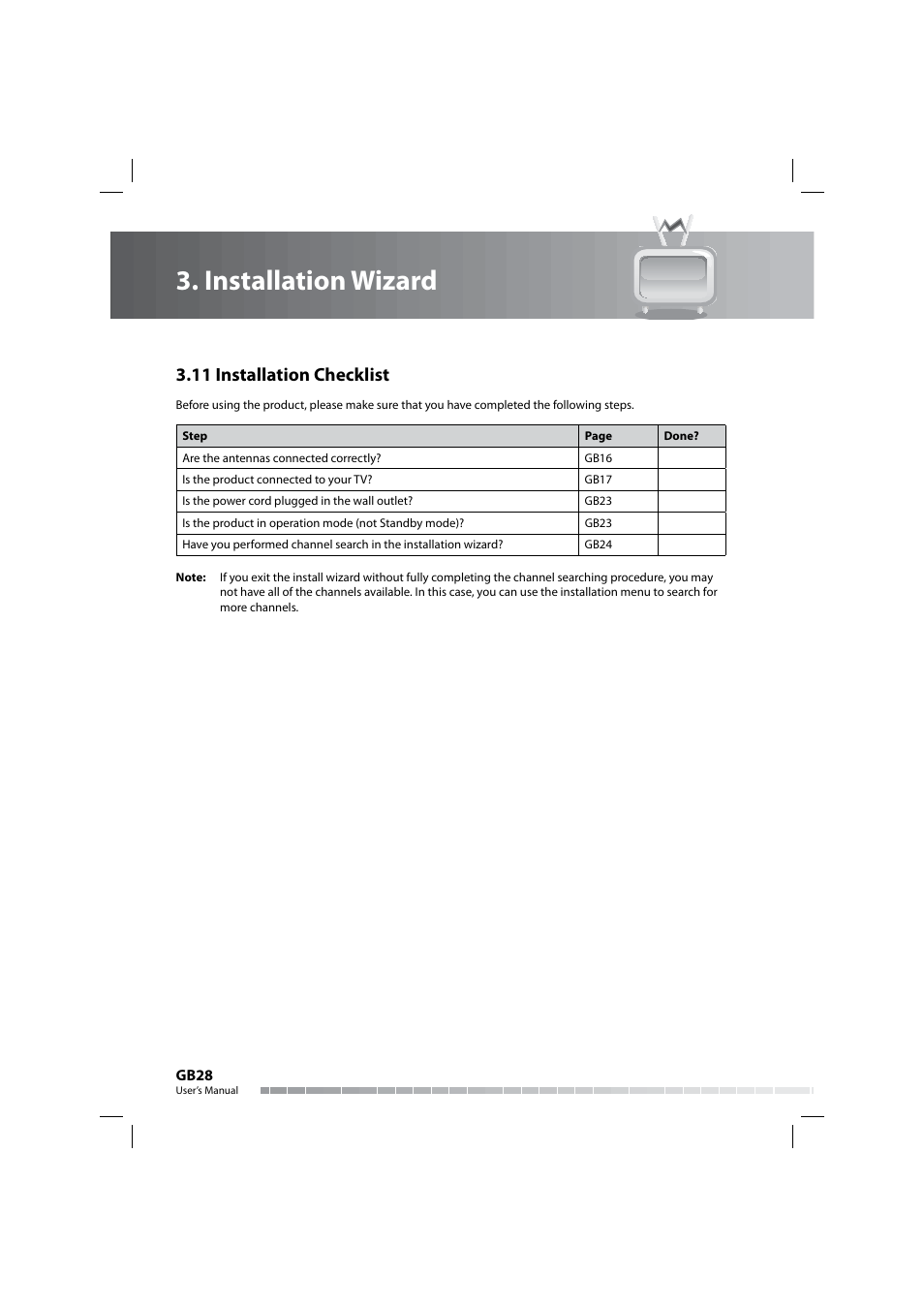 Installation wizard, 11 installation checklist | Humax COMBO-9000 User Manual | Page 29 / 86