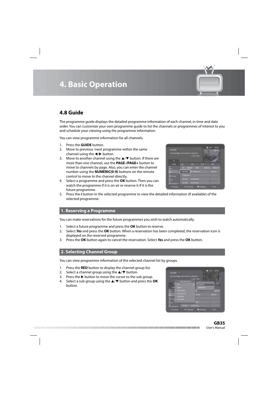 Basic operation, 8 guide | Humax COMBO-9000 User Manual | Page 36 / 86