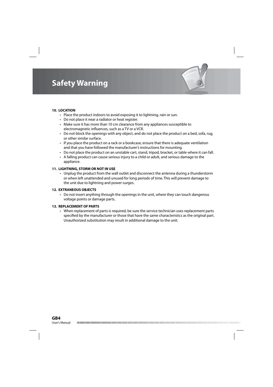 Safety warning | Humax COMBO-9000 User Manual | Page 5 / 86