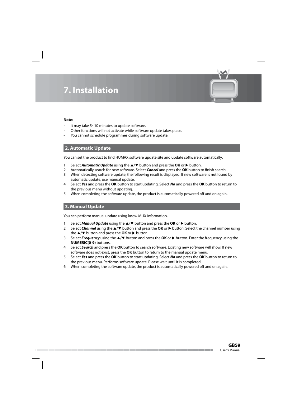 Installation | Humax COMBO-9000 User Manual | Page 60 / 86