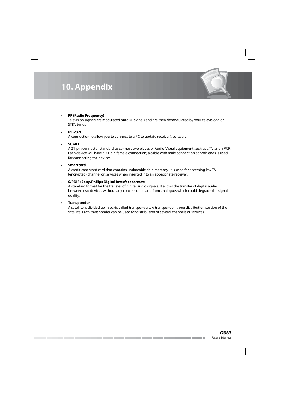 Appendix | Humax COMBO-9000 User Manual | Page 84 / 86