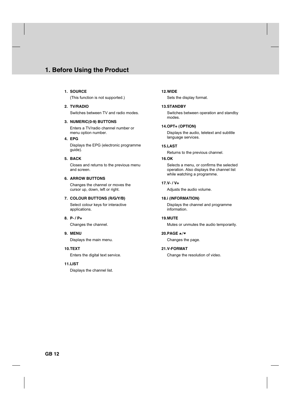 Before using the product, Gb 12 | Humax HDCI-2000T User Manual | Page 13 / 66