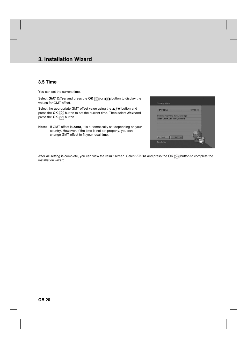Installation wizard, 5 time | Humax HDCI-2000T User Manual | Page 21 / 66