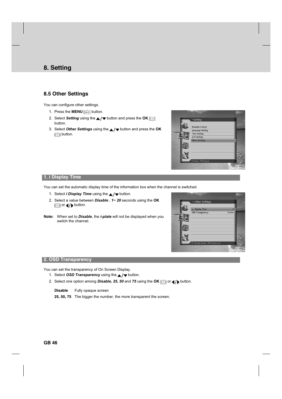 Setting, 5 other settings | Humax HDCI-2000T User Manual | Page 47 / 66