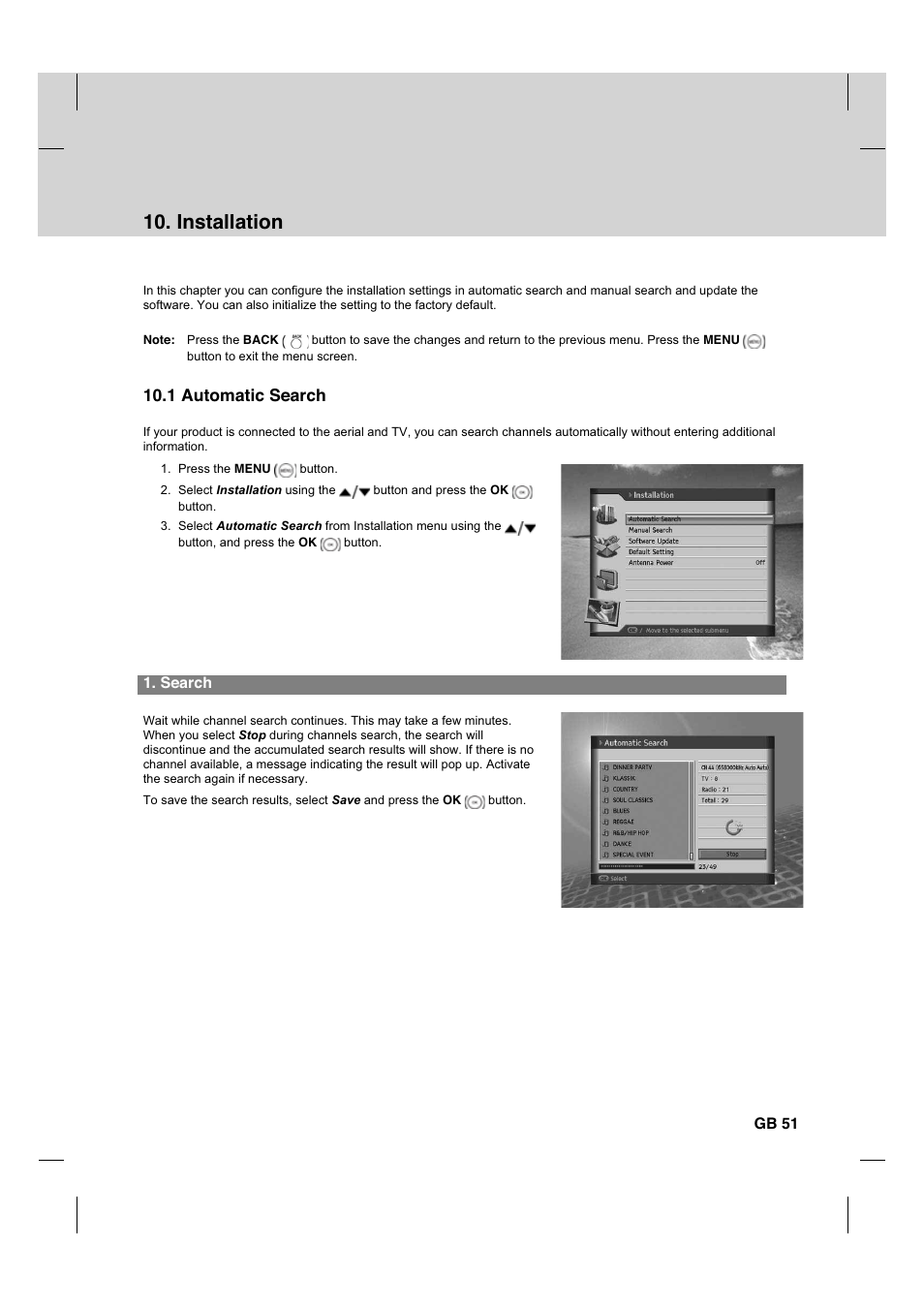 Installation, 1 automatic search | Humax HDCI-2000T User Manual | Page 52 / 66