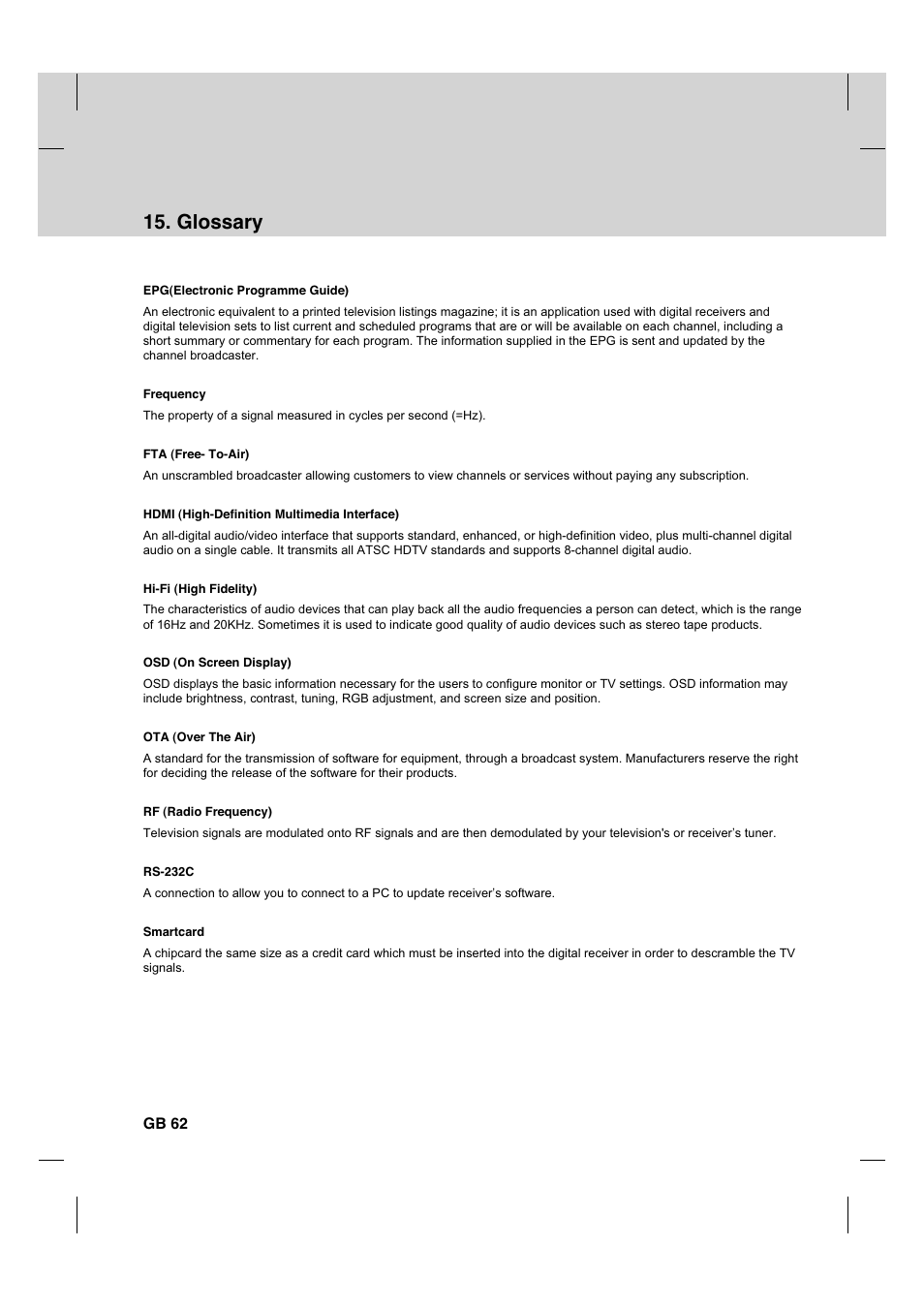 Glossary | Humax HDCI-2000T User Manual | Page 63 / 66