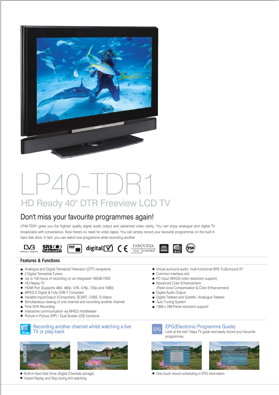 Lp40-tdr1, Hd ready 40