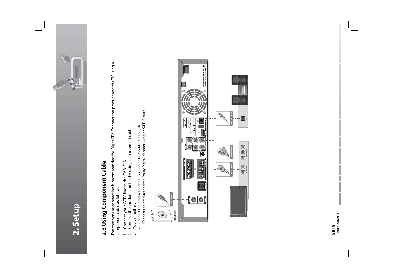 S etup, 3 u sing c omponen t c able | Humax HDPVR-1000C User Manual | Page 19 / 97