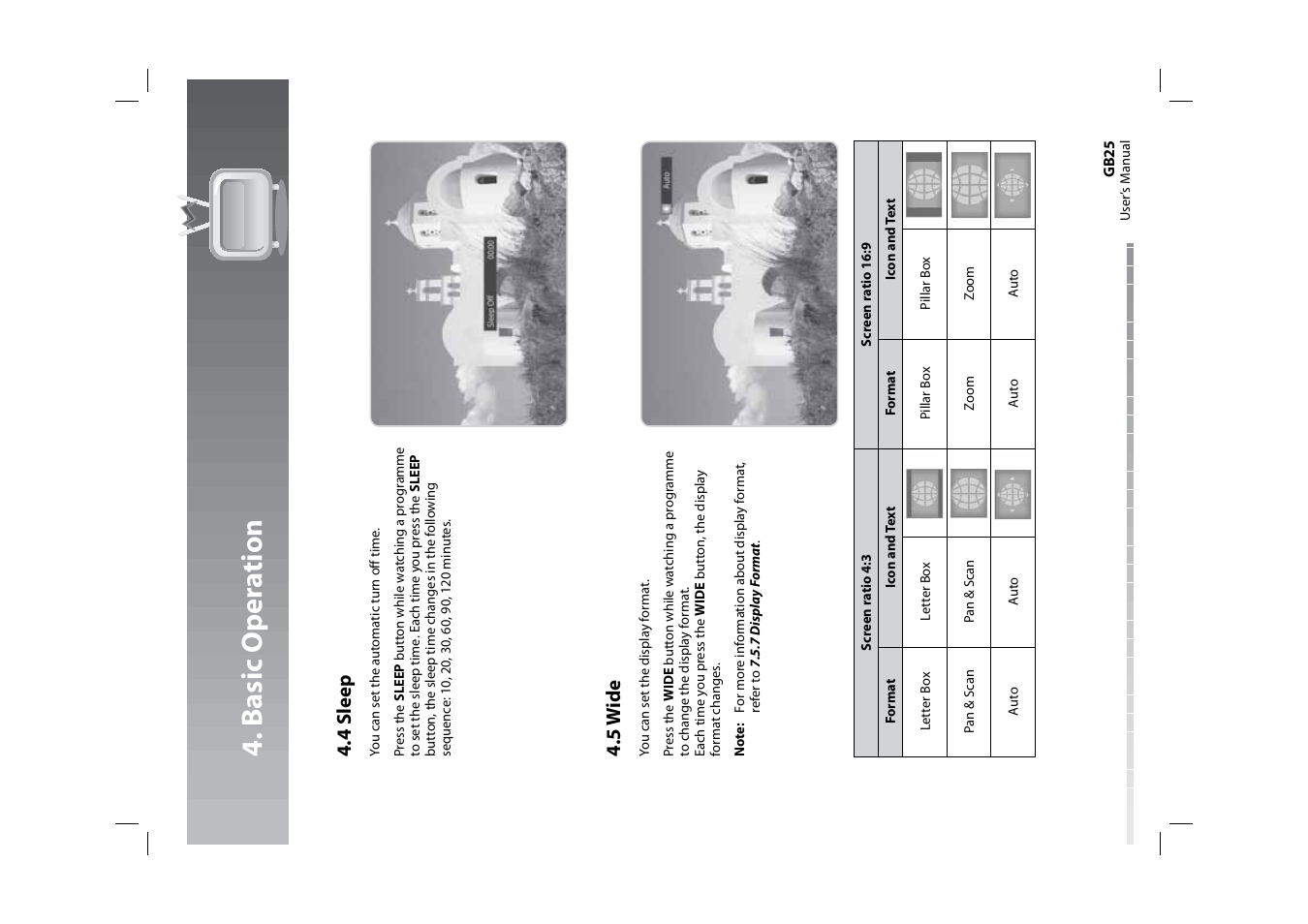 Basic oper a tion, 4 sleep, 5 w ide | Humax HDPVR-1000C User Manual | Page 26 / 97