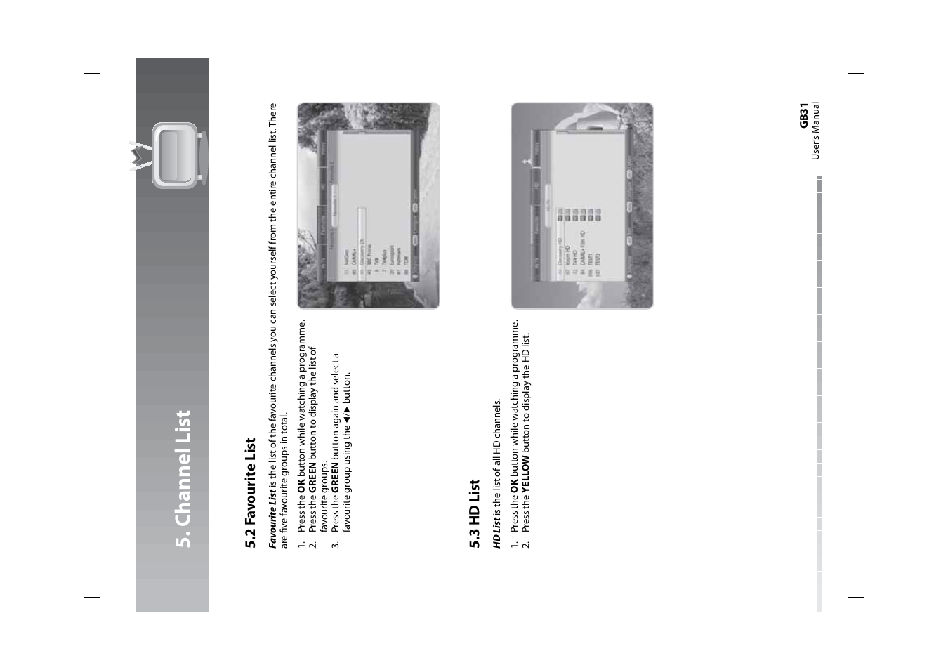 Channel list | Humax HDPVR-1000C User Manual | Page 32 / 97