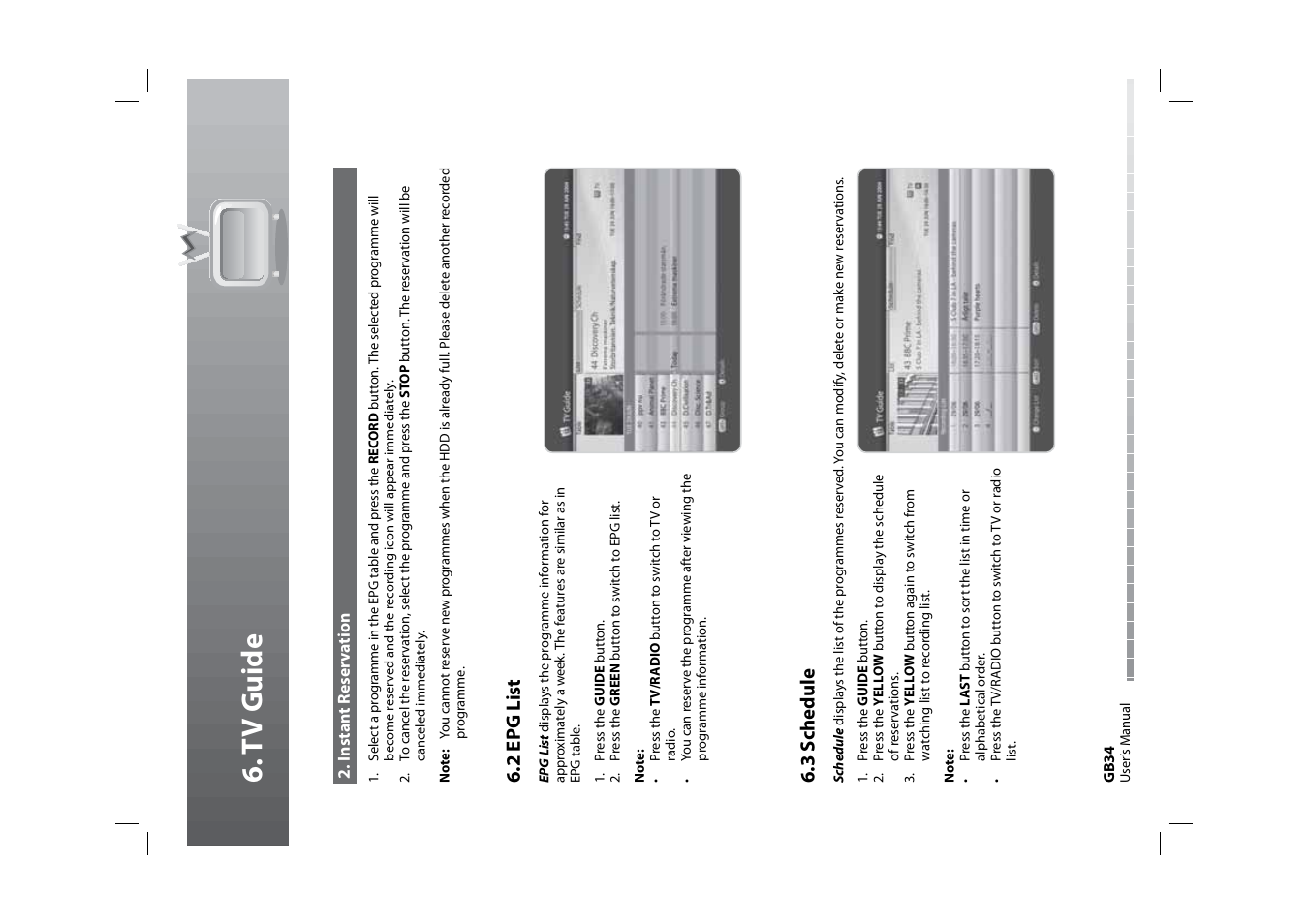 Tv g uide, 2 ep g list, 3 s chedule | Humax HDPVR-1000C User Manual | Page 35 / 97