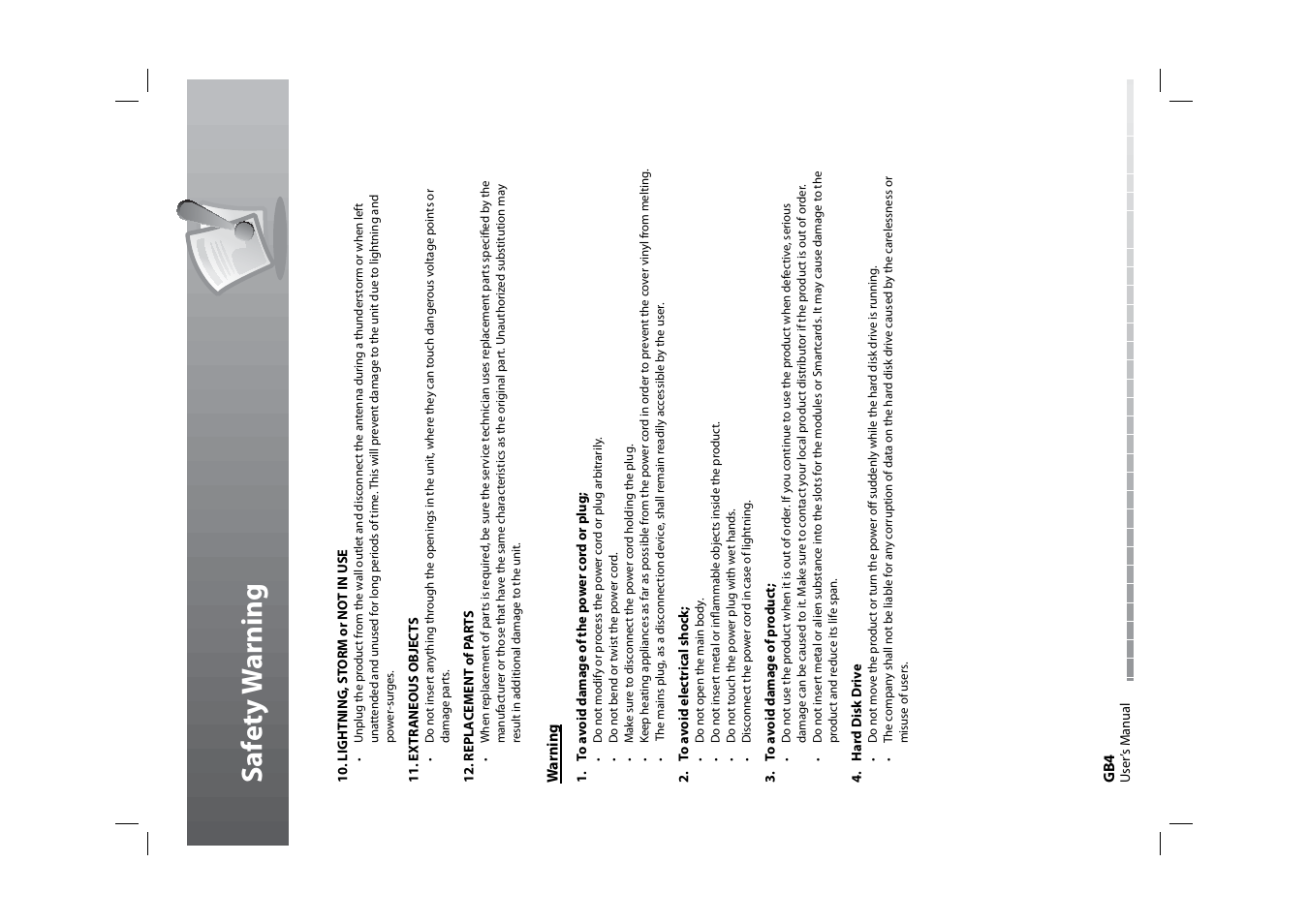 Sa fe ty w arning | Humax HDPVR-1000C User Manual | Page 5 / 97