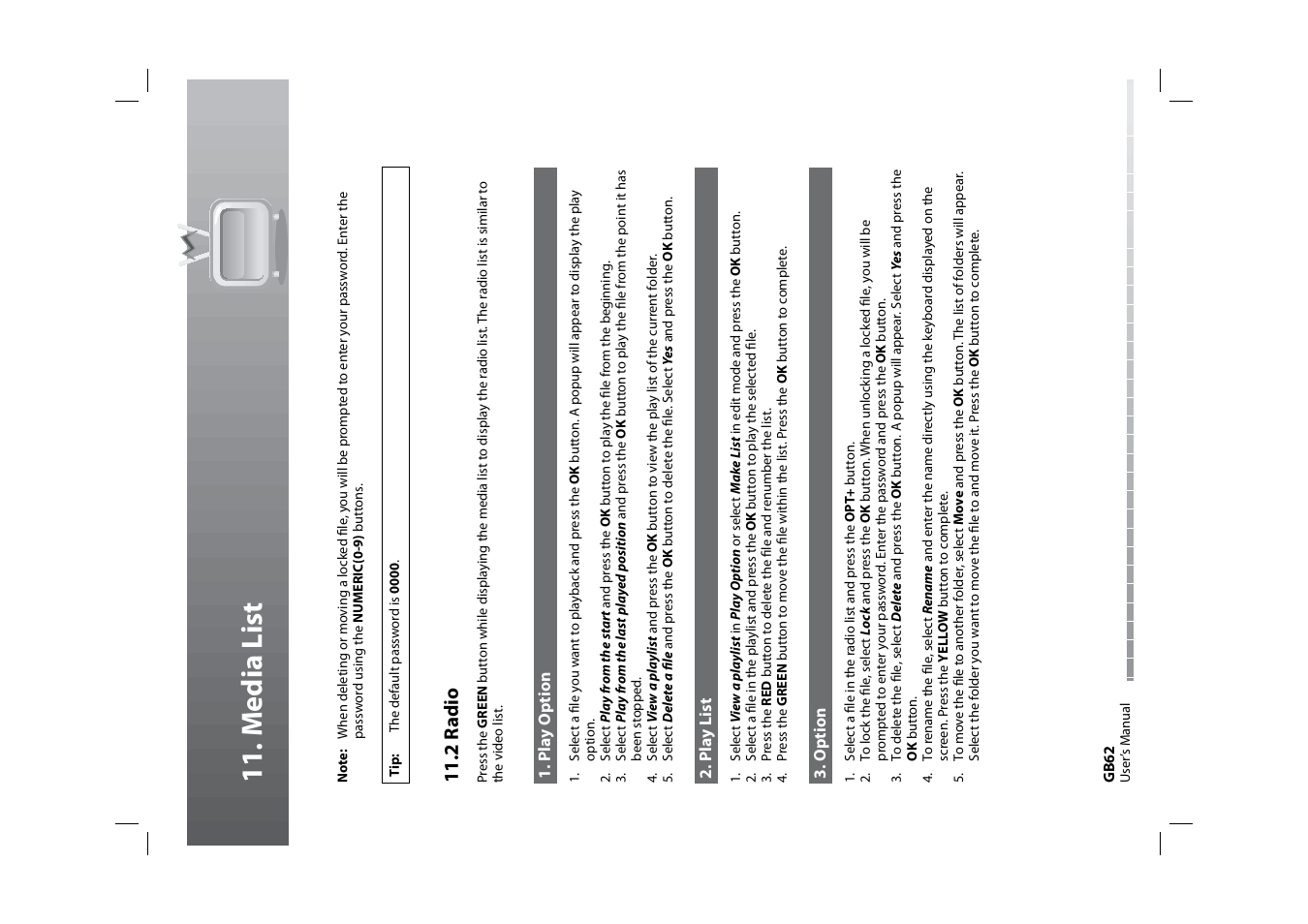 11 . media list, 11 .2 r adio | Humax HDPVR-1000C User Manual | Page 63 / 97