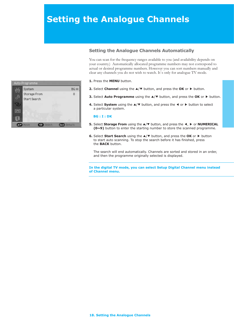 Setting the analogue channels | Humax LAU-26TPVR User Manual | Page 19 / 76