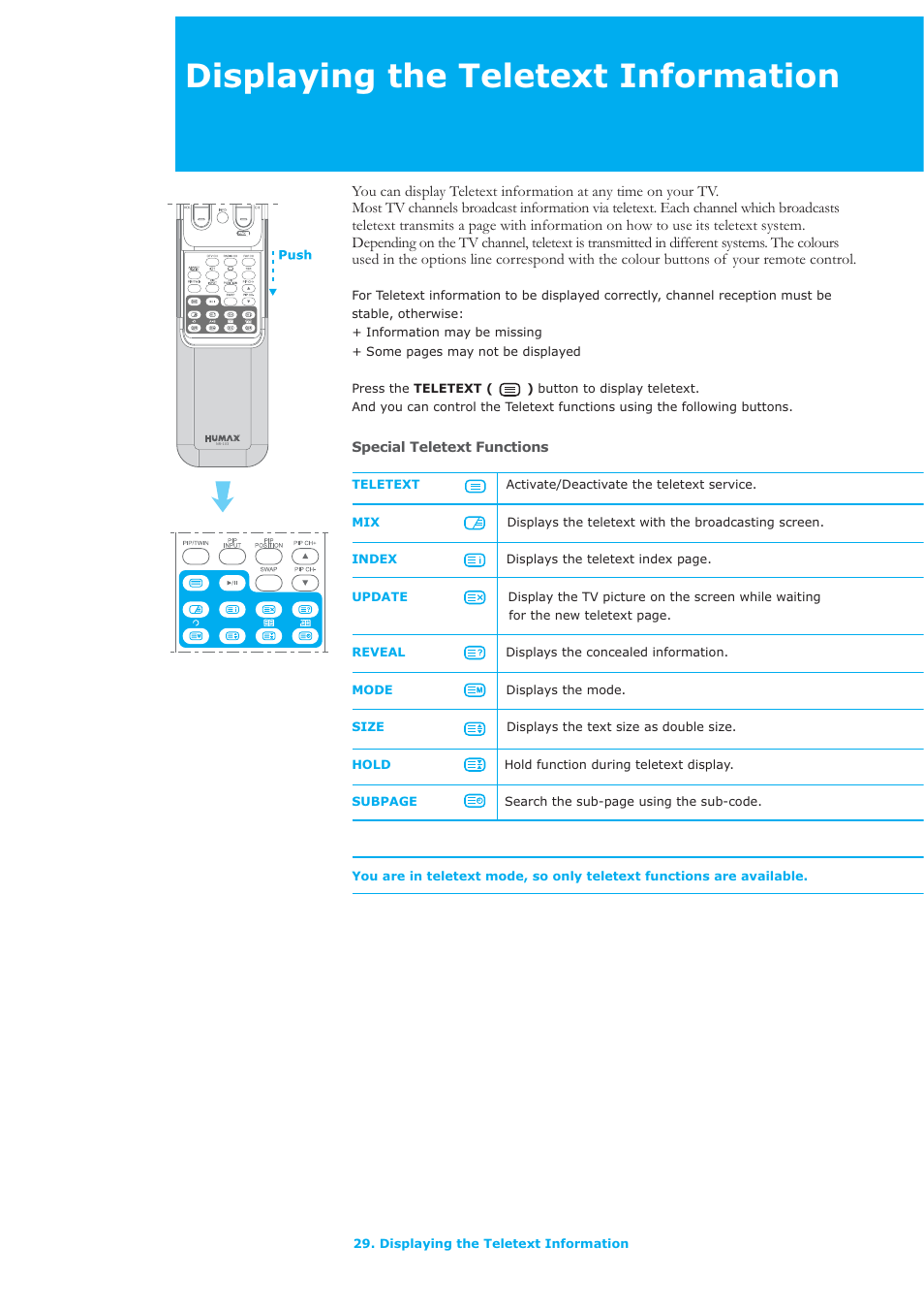 Displaying the teletext information | Humax LAU-26TPVR User Manual | Page 30 / 76