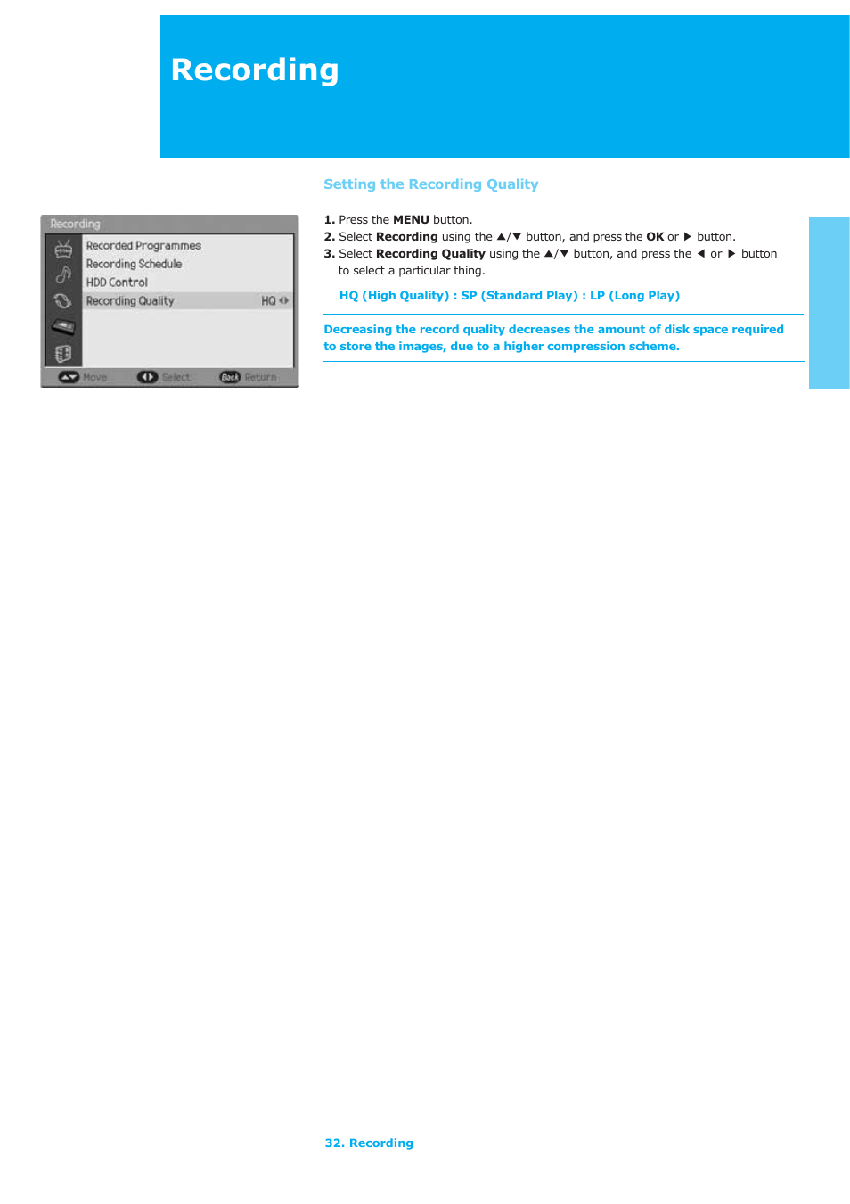 Recording | Humax LAU-26TPVR User Manual | Page 33 / 76