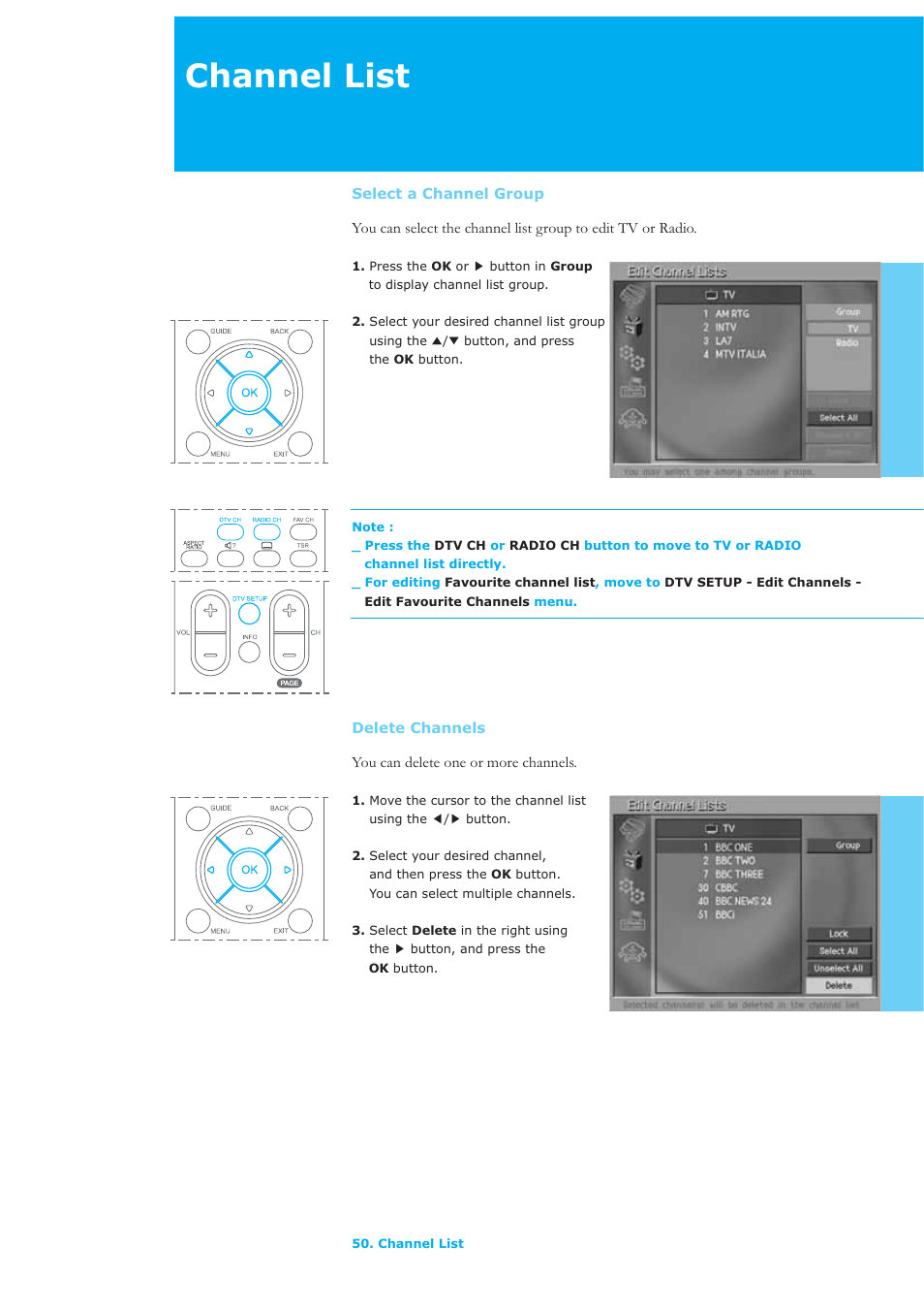 Channel list | Humax LAU-26TPVR User Manual | Page 51 / 76