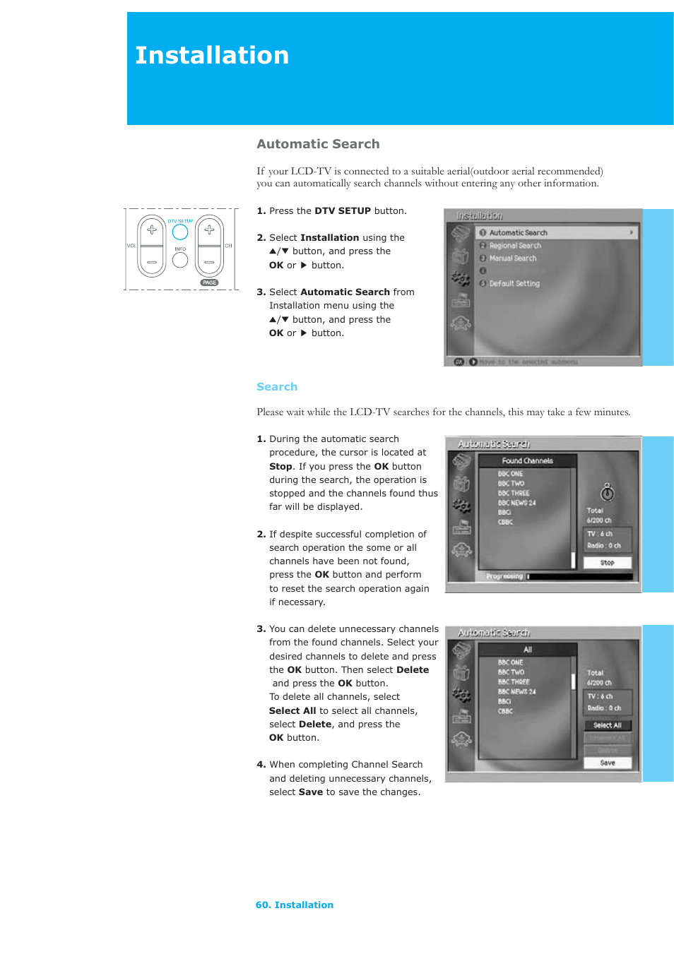 Installation, Automatic search | Humax LAU-26TPVR User Manual | Page 61 / 76