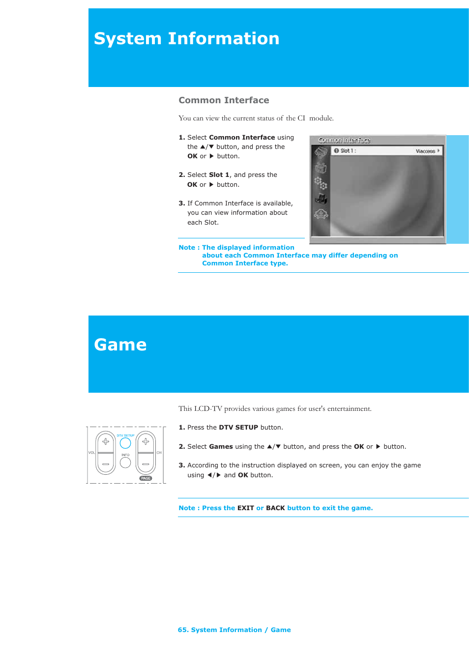 Game system information | Humax LAU-26TPVR User Manual | Page 66 / 76