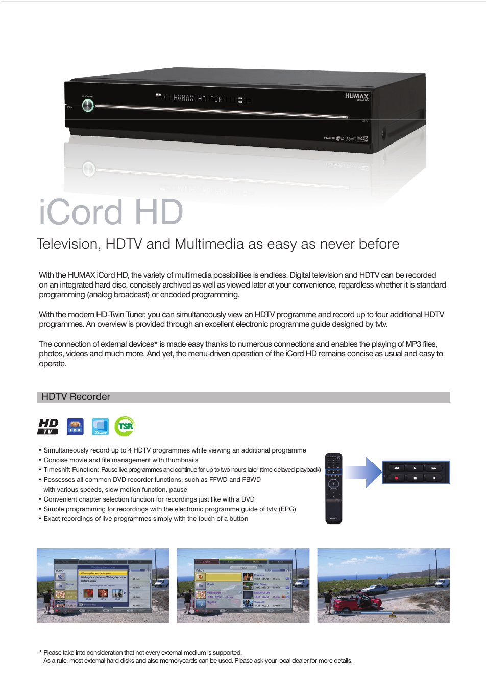 Icord hd | Humax iCord HD User Manual | Page 2 / 4