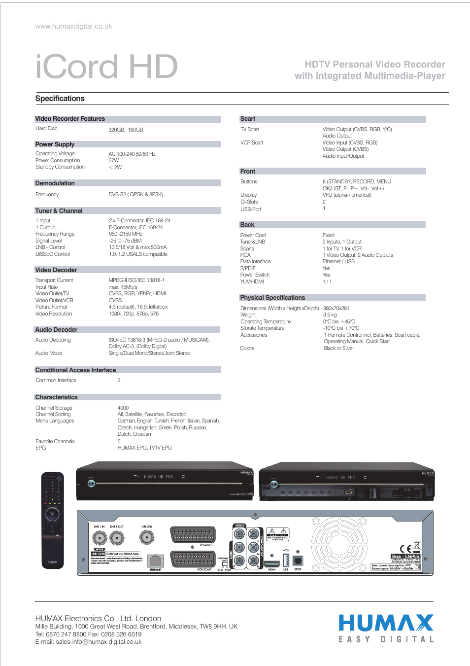 Icord hd | Humax iCord HD User Manual | Page 4 / 4
