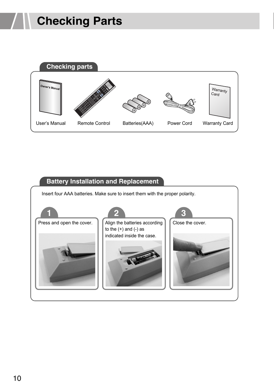 Checking parts | Humax L3040 User Manual | Page 10 / 65