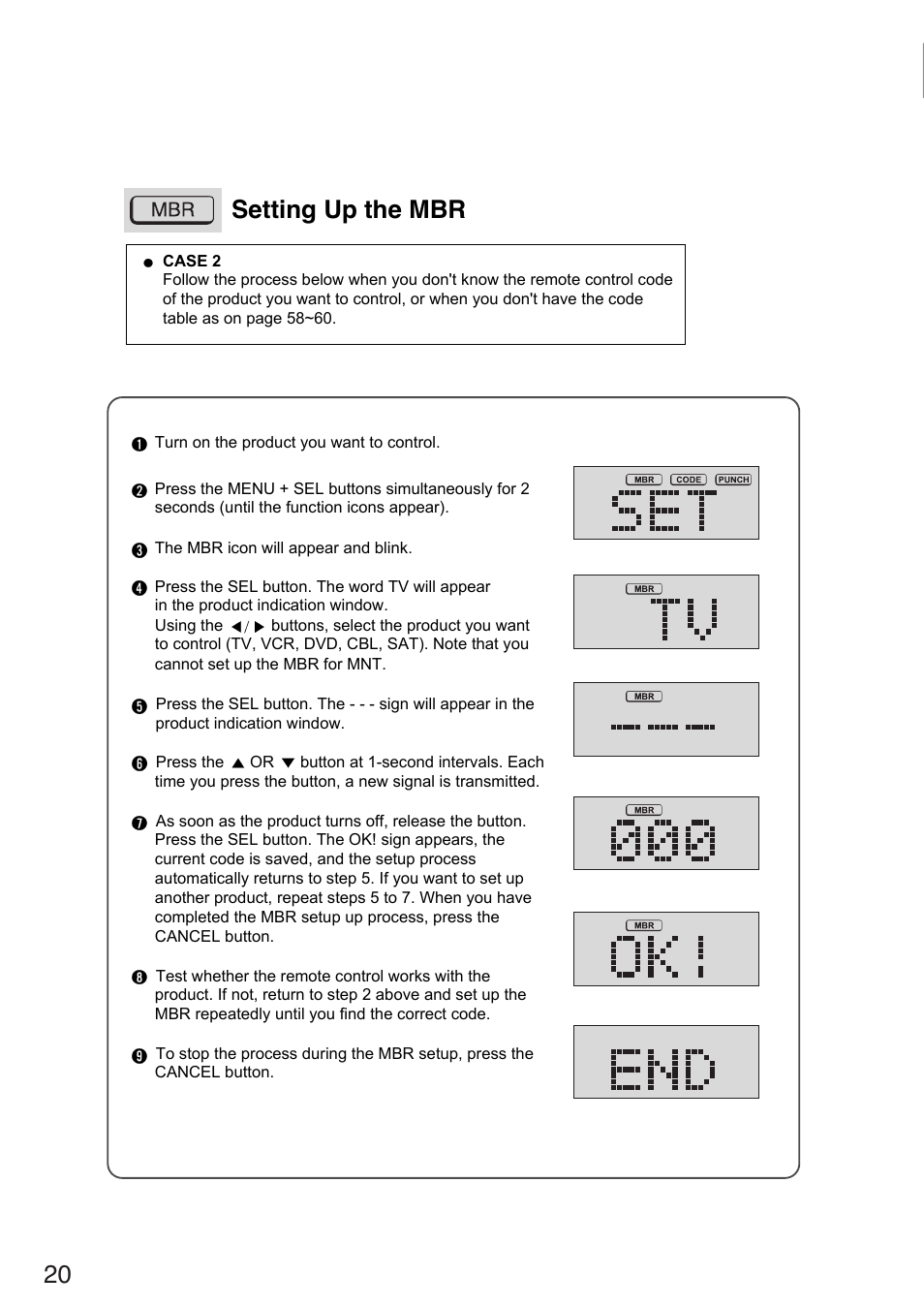 Setting up the mbr | Humax L3040 User Manual | Page 20 / 65