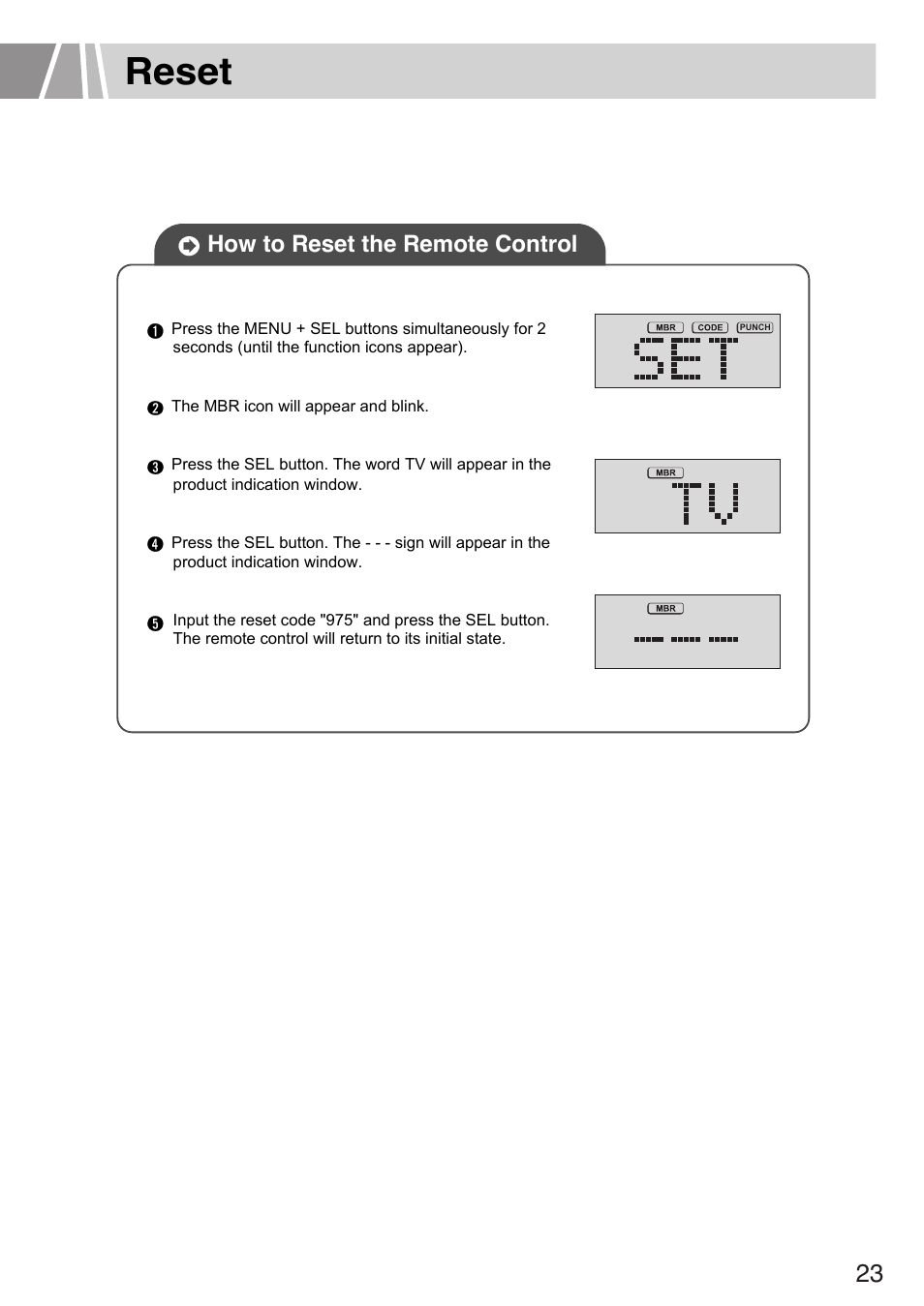 Reset, How to reset the remote control | Humax L3040 User Manual | Page 23 / 65