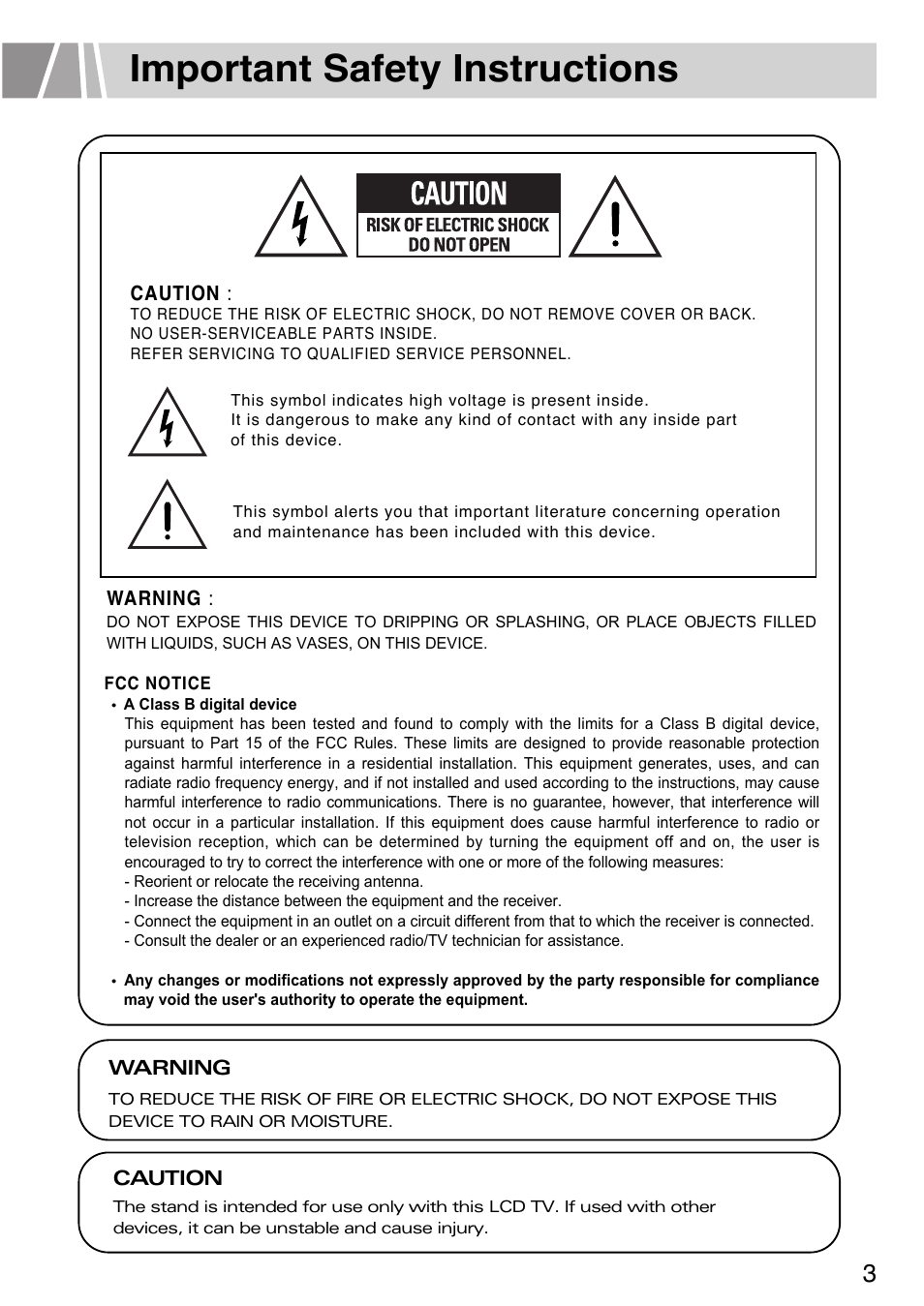 Important safety instructions | Humax L3040 User Manual | Page 3 / 65