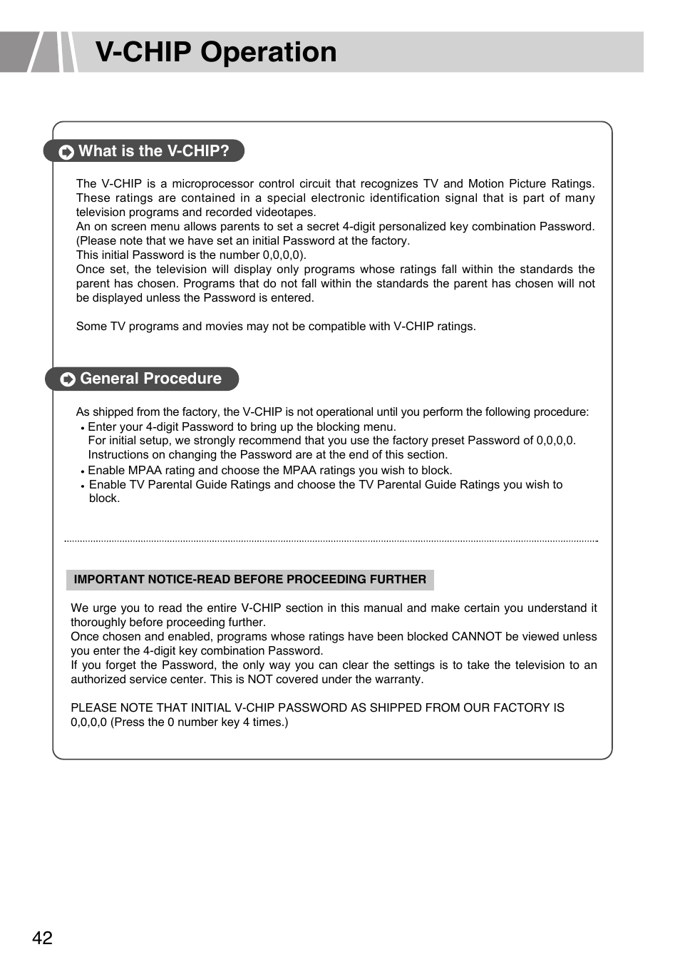 V-chip operation | Humax L3040 User Manual | Page 42 / 65