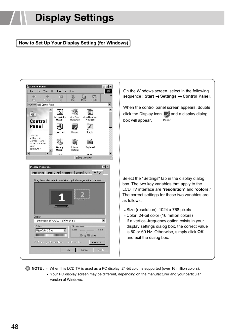 Display settings | Humax L3040 User Manual | Page 48 / 65