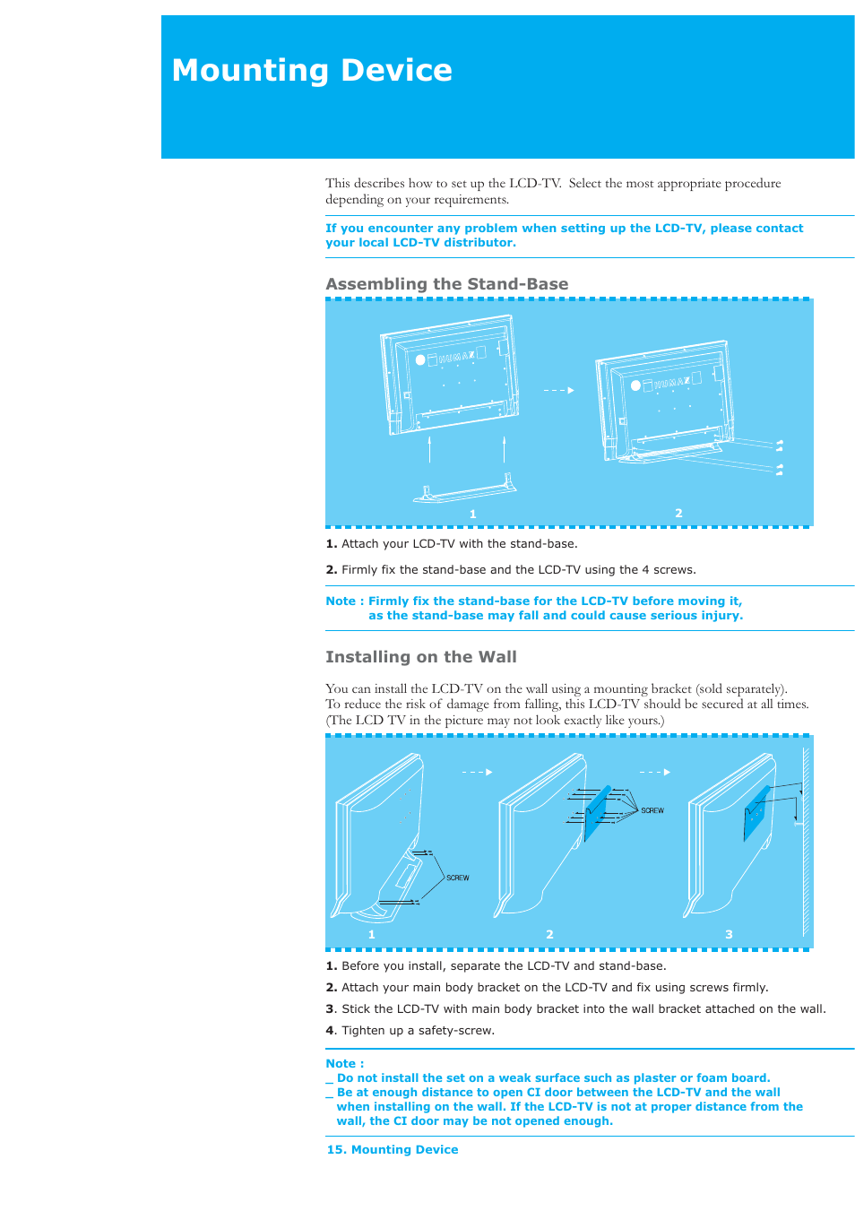 Mounting device | Humax LAU-32TPVR User Manual | Page 16 / 76