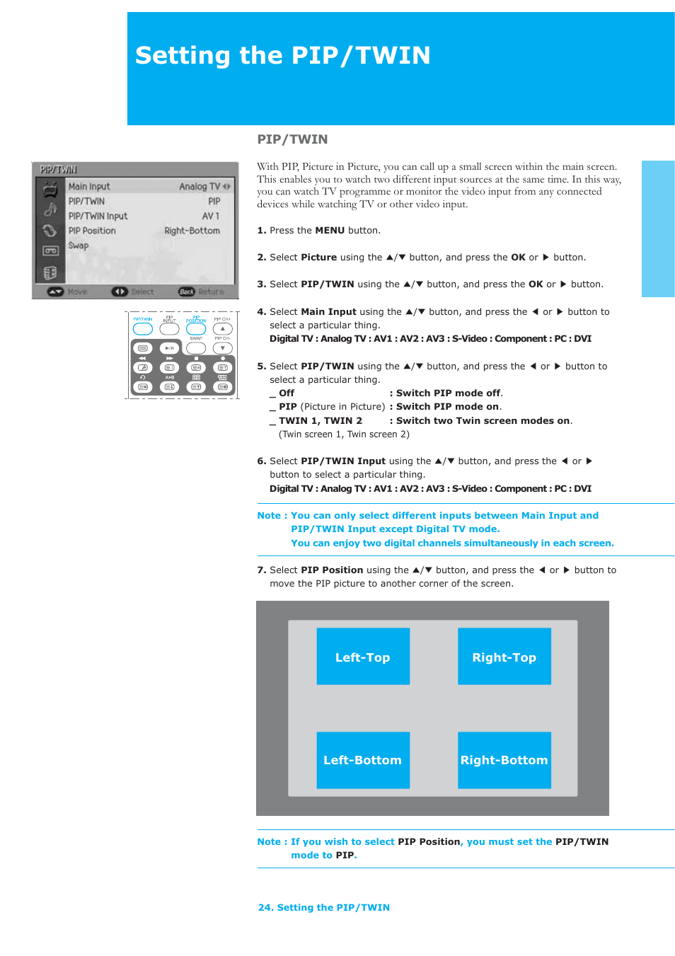 Setting the pip/twin, Pip/twin | Humax LAU-32TPVR User Manual | Page 25 / 76