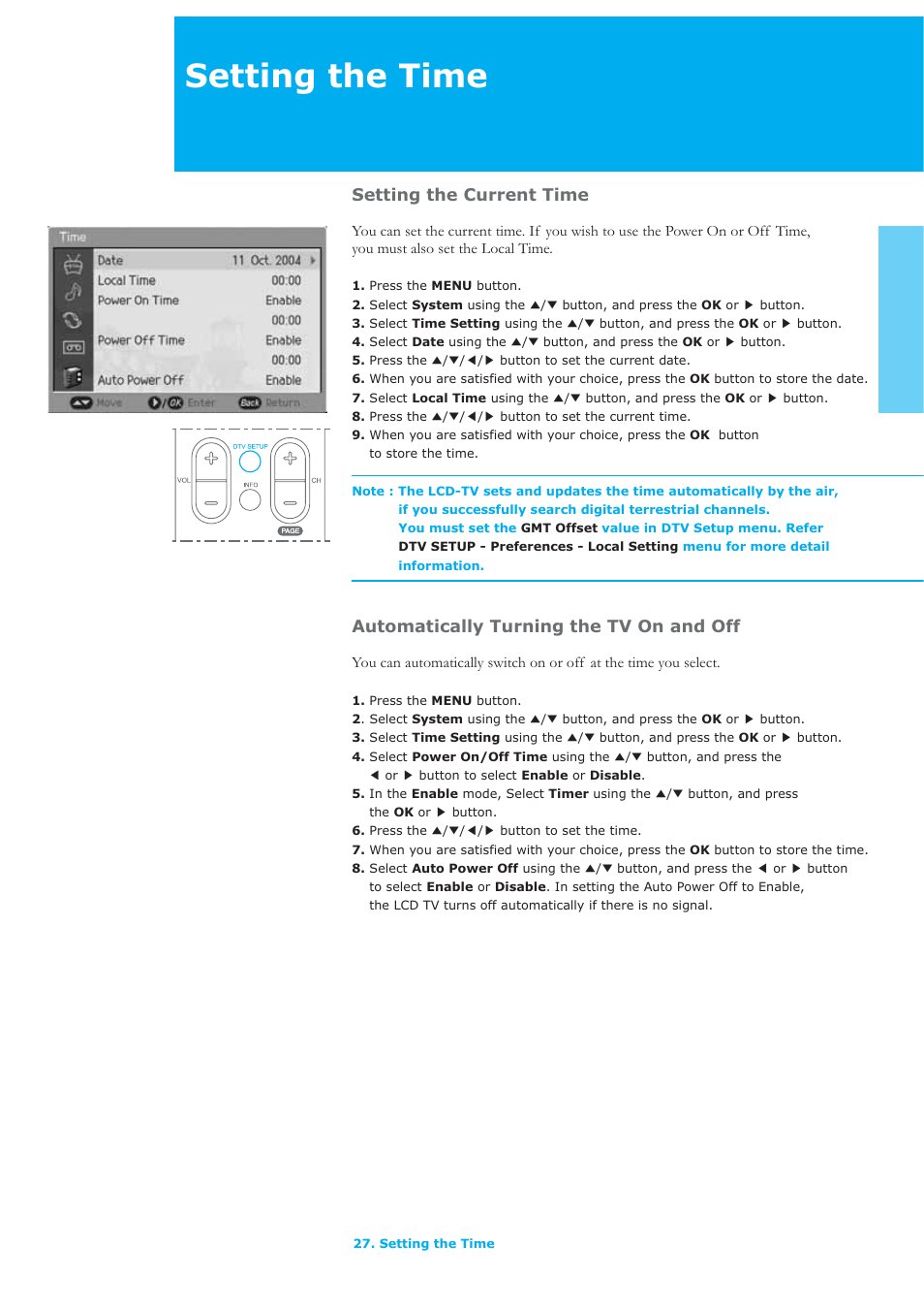 Setting the time | Humax LAU-32TPVR User Manual | Page 28 / 76