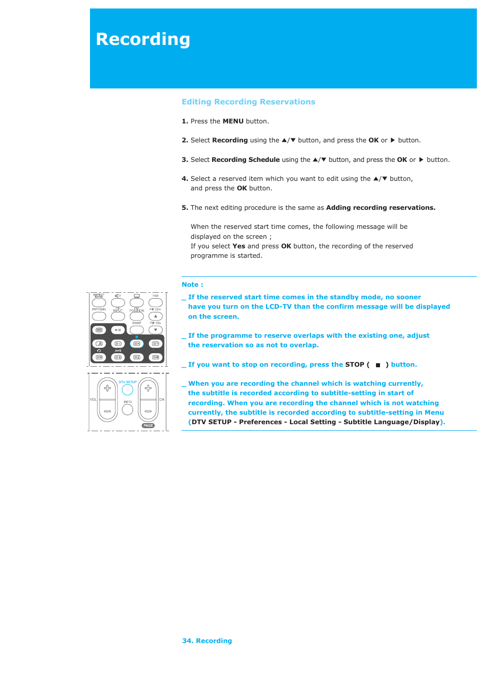 Recording | Humax LAU-32TPVR User Manual | Page 35 / 76