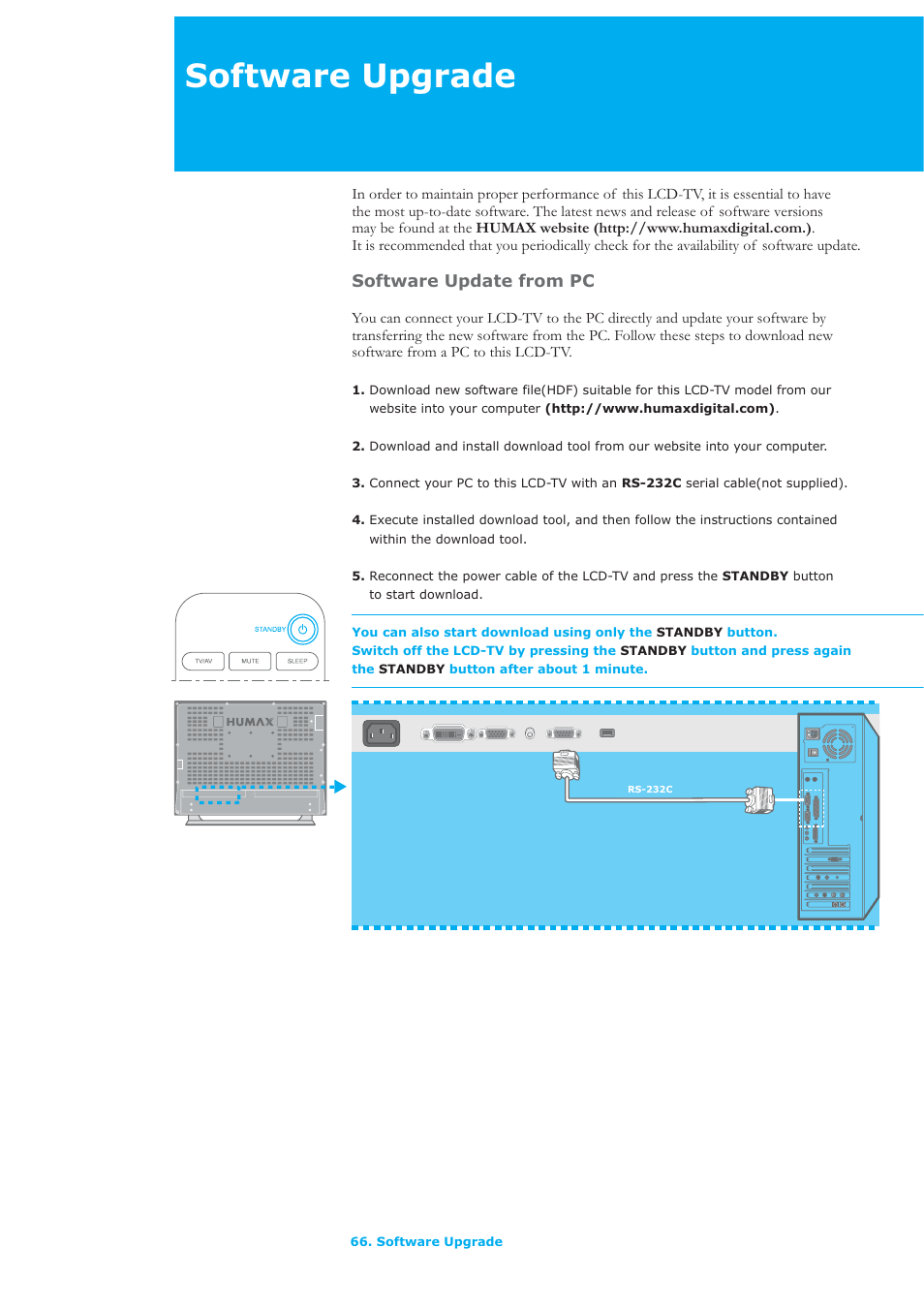 Software upgrade, Software update from pc | Humax LAU-32TPVR User Manual | Page 67 / 76