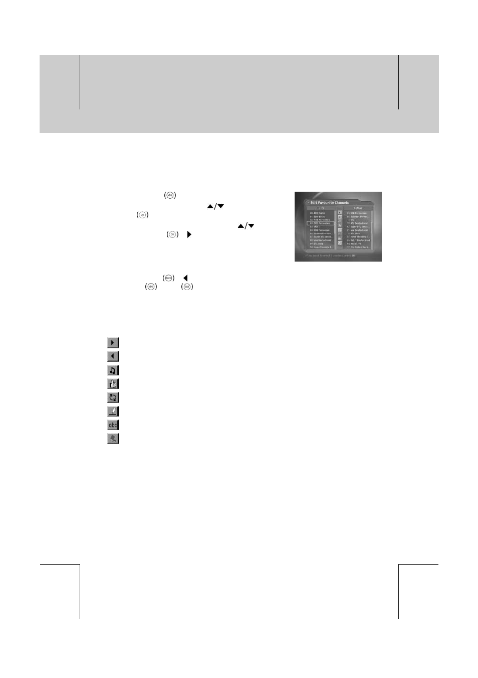 Channel list, 4 edit favourite channels, Gb 36 | Humax DV-1000T User Manual | Page 37 / 105