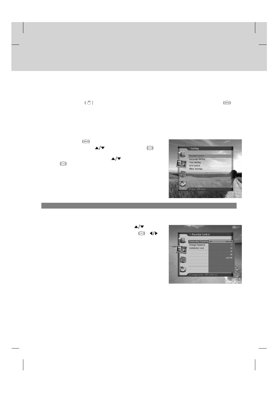 Setting, 1 parental control, Censorship classification | Gb 42 | Humax TV HDCl-2000 User Manual | Page 43 / 85