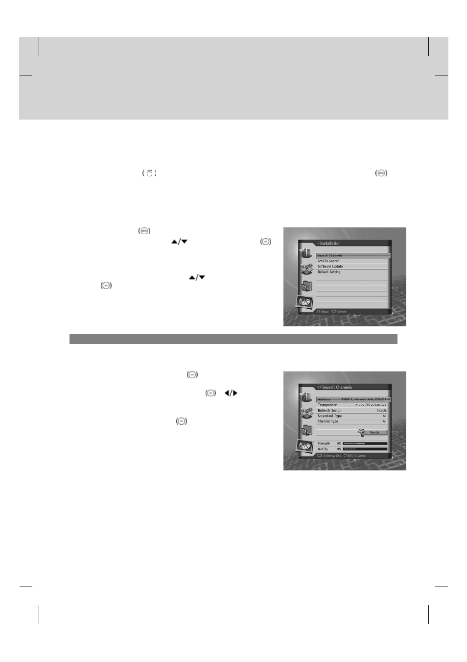 Installation, 1 search channels, Fixed antenna | Gb 55 | Humax TV HDCl-2000 User Manual | Page 56 / 85