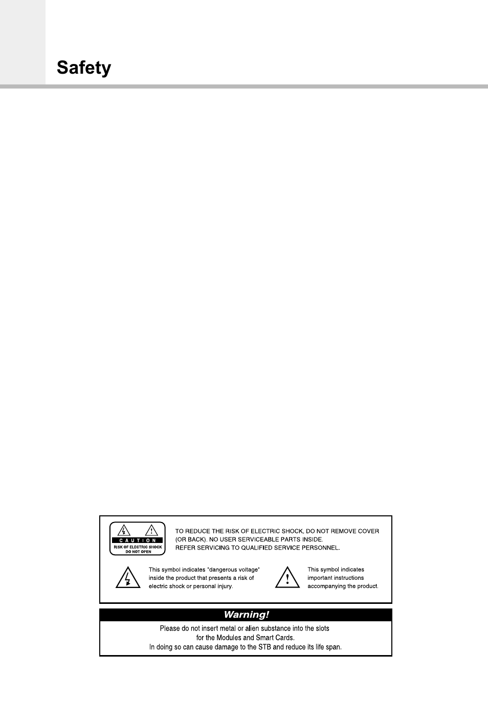 Safety | Humax CI-5100X User Manual | Page 3 / 46