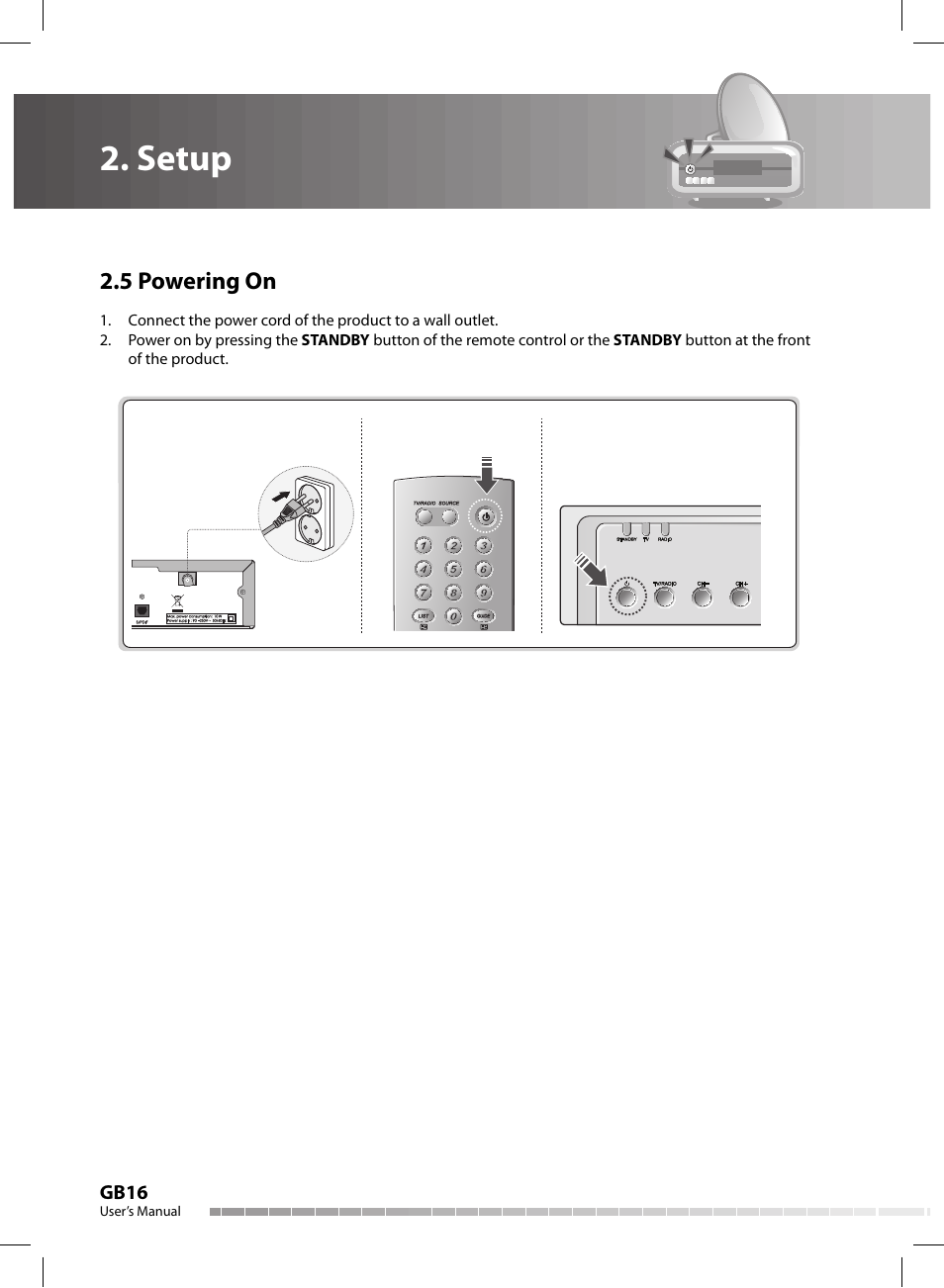 Setup, 5 powering on | Humax CX-FOX C II User Manual | Page 17 / 64