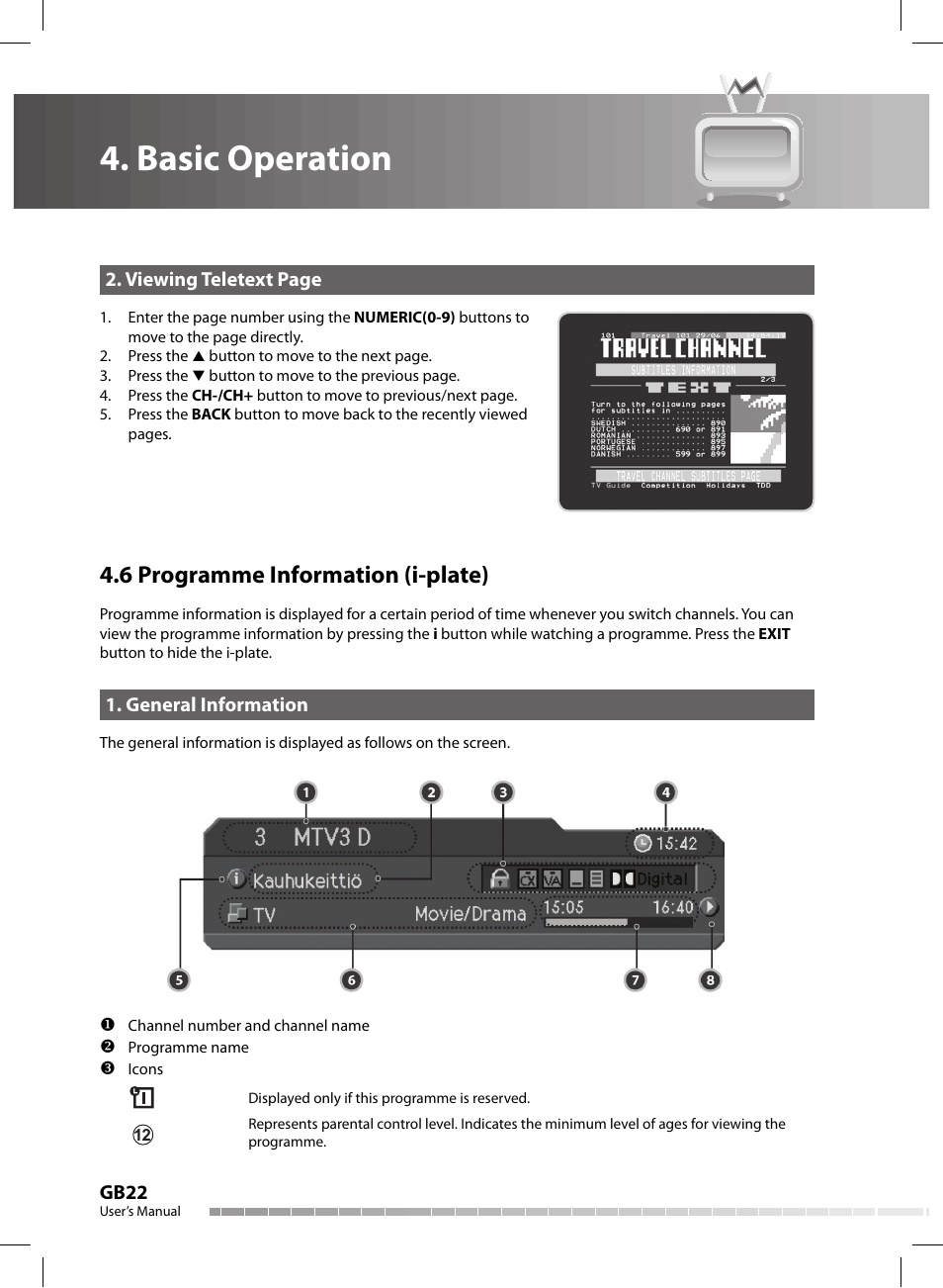 Basic operation, 6 programme information (i-plate) | Humax CX-FOX C II User Manual | Page 23 / 64