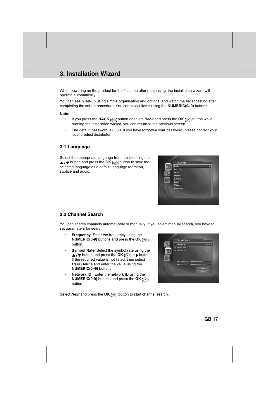 Installation wizard | Humax IR-FOX C User Manual | Page 18 / 64