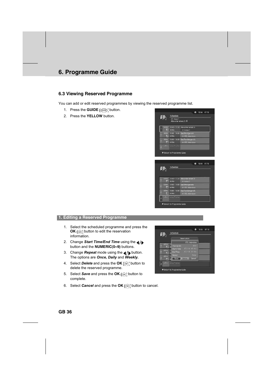 Programme guide | Humax IR-FOX C User Manual | Page 37 / 64