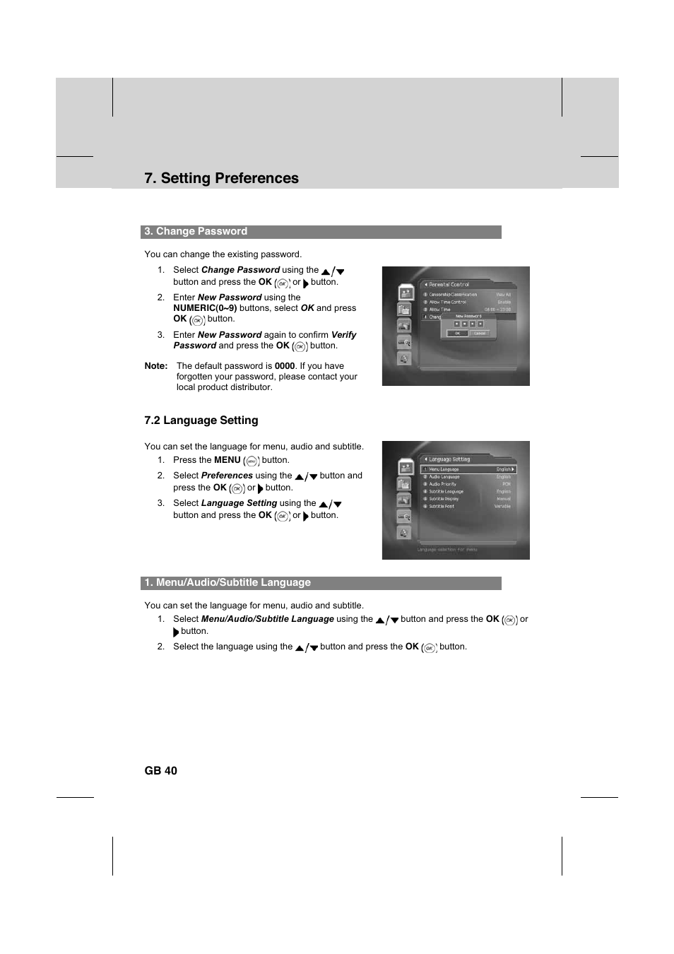 Setting preferences | Humax IR-FOX C User Manual | Page 41 / 64